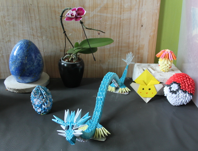 Dragon et Pokeball en origami 3D